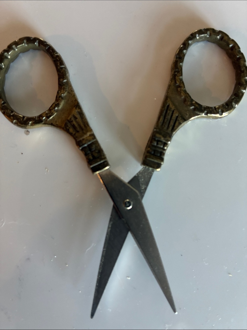 Antique-Style Ornate Scissor Candle Wick Trimmer - Brass Tone - Picture 3 of 4